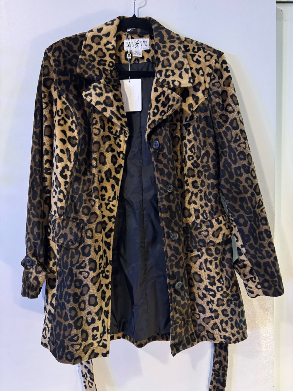 VINTAGE NWT Mixit Leopard Print Faux Fur Coat - Brown/Black